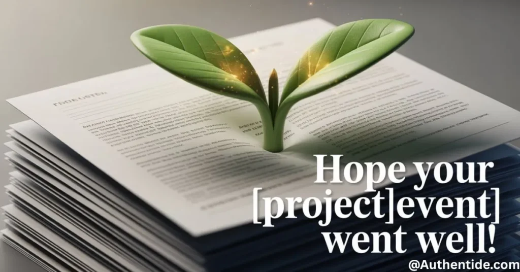 "Hope your [project/event] went well!"