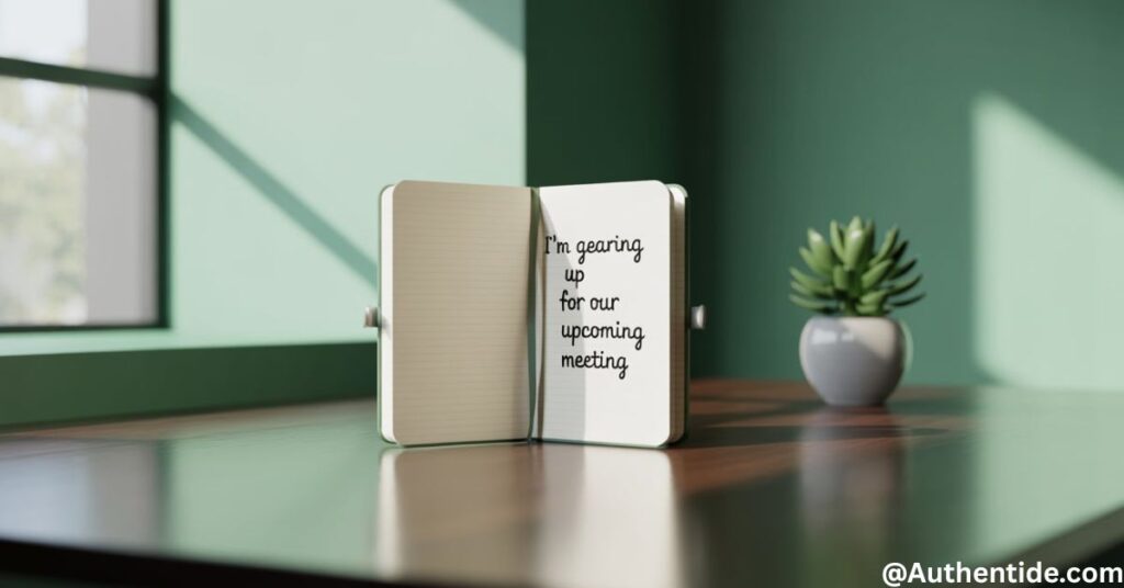  "I'm gearing up for our upcoming meeting."