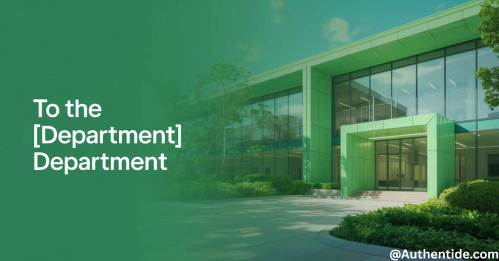 "To the [Department] Department"