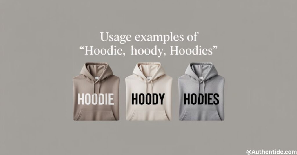Usage Examples of "Hoodie," "Hoody," and "Hoodies"