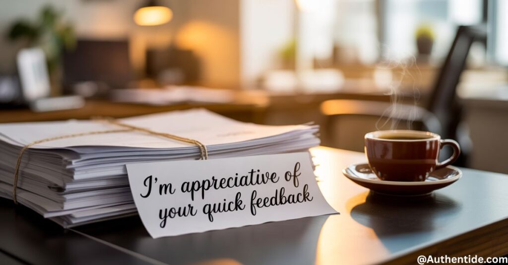 "I'm Appreciative of Your Quick Feedback"