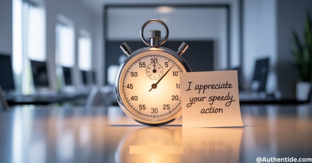  "I Appreciate Your Speedy Action"