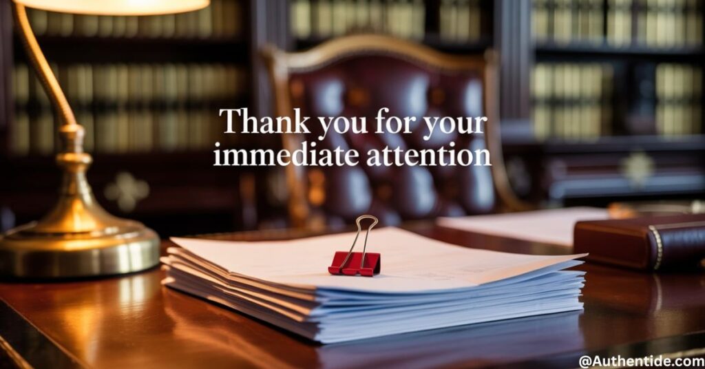  "Thank You for Your Immediate Attention"