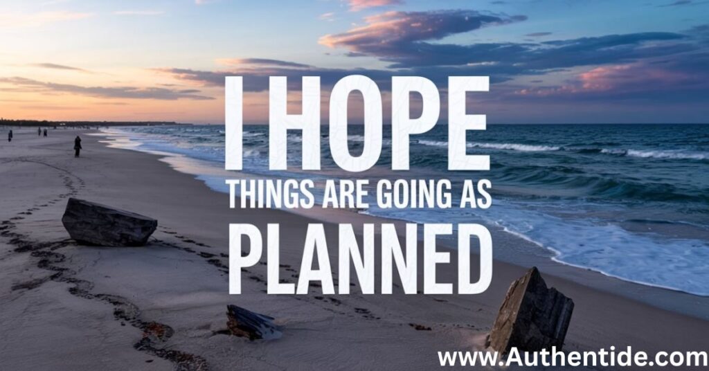 I hope things are going as planned